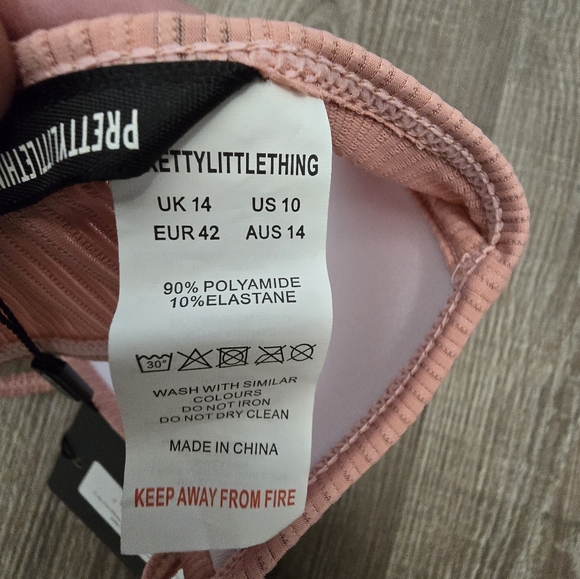 Pretty little thing bikini swim suit. dusty rose, bottoms size 8 top size 10 NWT - Picture 4 of 4